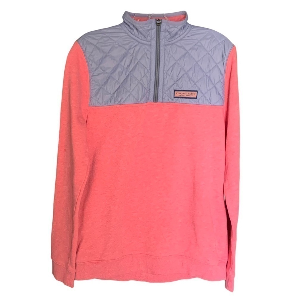 VINEYARD Vines Girls Quilted 1/4 Zip Pullover Pink Sweatshirt Sz XL